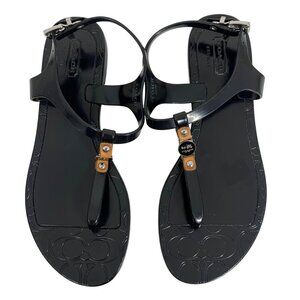 Coach Black Piccadilly Jelly Sandals Silver Hardware Womens Size 6B w/ Hang Tag